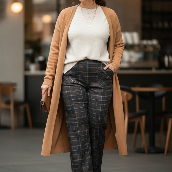 MEG & MARGOT Pants - Pull On Wide Leg Crop Women's Plaid Trousers Size 3X MEG & MARGOT